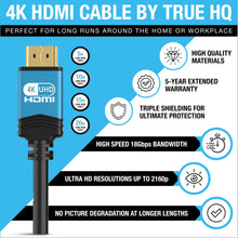 Load image into Gallery viewer, 4K HDMI CABLE 12.5M HDMI LEAD BY TRUE HQ | DESIGNED IN THE UK | ULTRA HIGH SPEED 18GBPS HDMI 2.0 CORD WITH ETHERNET
