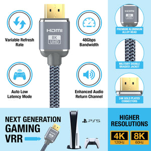 Ultra High Speed HDMI Cable 2.1 Certified 1M by True HQ