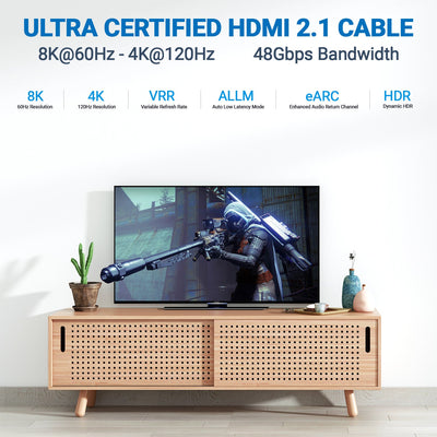 Ultra High Speed HDMI Cable 2.1 Certified 1M by True HQ