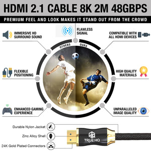 3M HDMI 2.1 Cable Certified Ultra High Speed 8K Braided 48Gbps by True HQ™